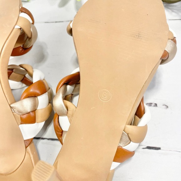 NEW Women's Camel Open Toe Pumps with Braided Straps - Size 6 - Picture 8 of 9